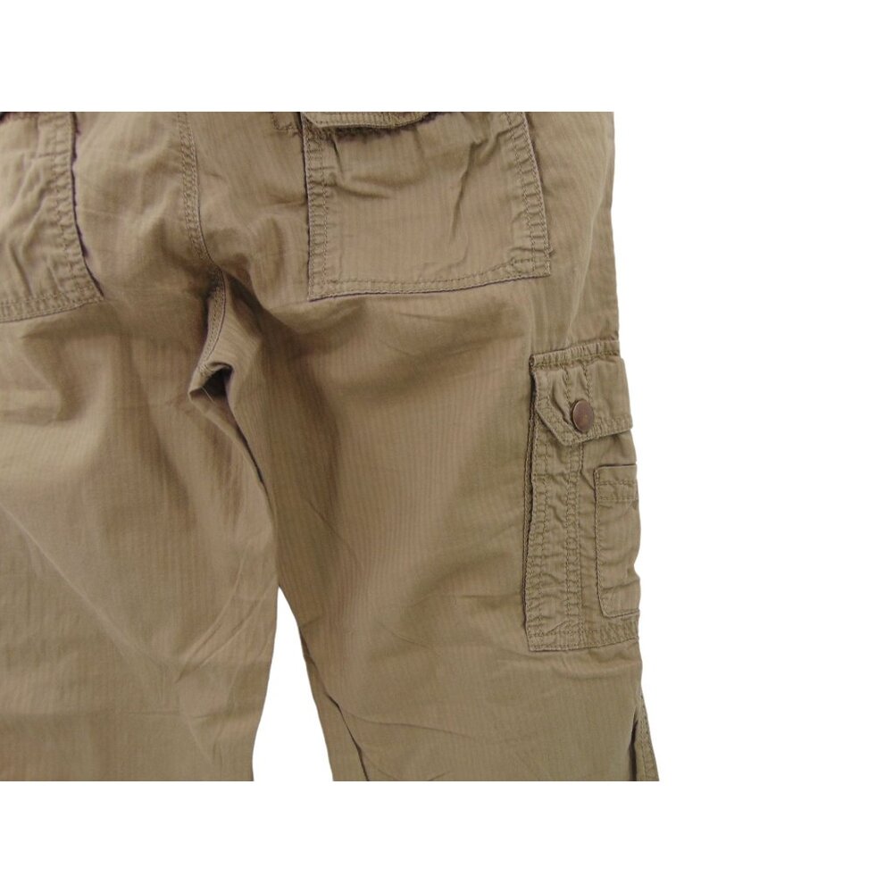 Hei Hei Anthropologie Green Pants 4 Shadow Stripe Cargo Pockets Low Rise Zipper - Picture 6 of 12